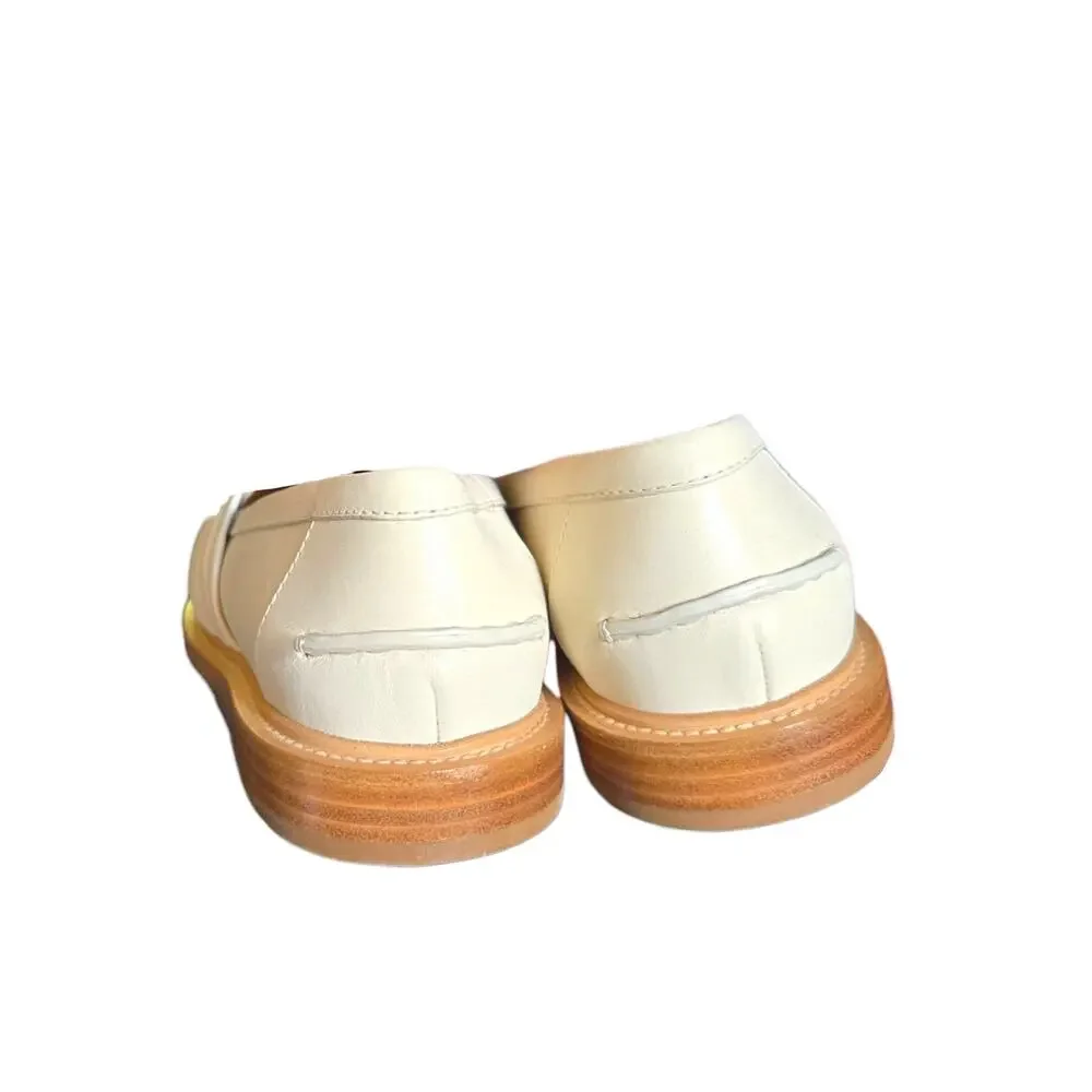 Chloe C Monogram Embellished Italian Leather Cream Flat Loafers